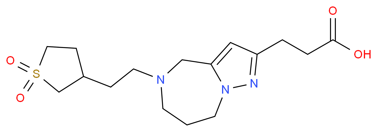 3-{5-[2-(1,1-dioxidotetrahydro-3-thienyl)ethyl]-5,6,7,8-tetrahydro-4H-pyrazolo[1,5-a][1,4]diazepin-2-yl}propanoic acid_Molecular_structure_CAS_)