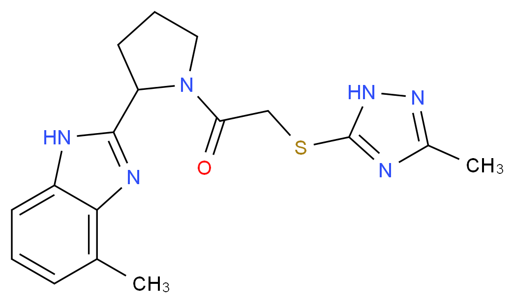 4-methyl-2-(1-{[(3-methyl-1H-1,2,4-triazol-5-yl)thio]acetyl}pyrrolidin-2-yl)-1H-benzimidazole_Molecular_structure_CAS_)