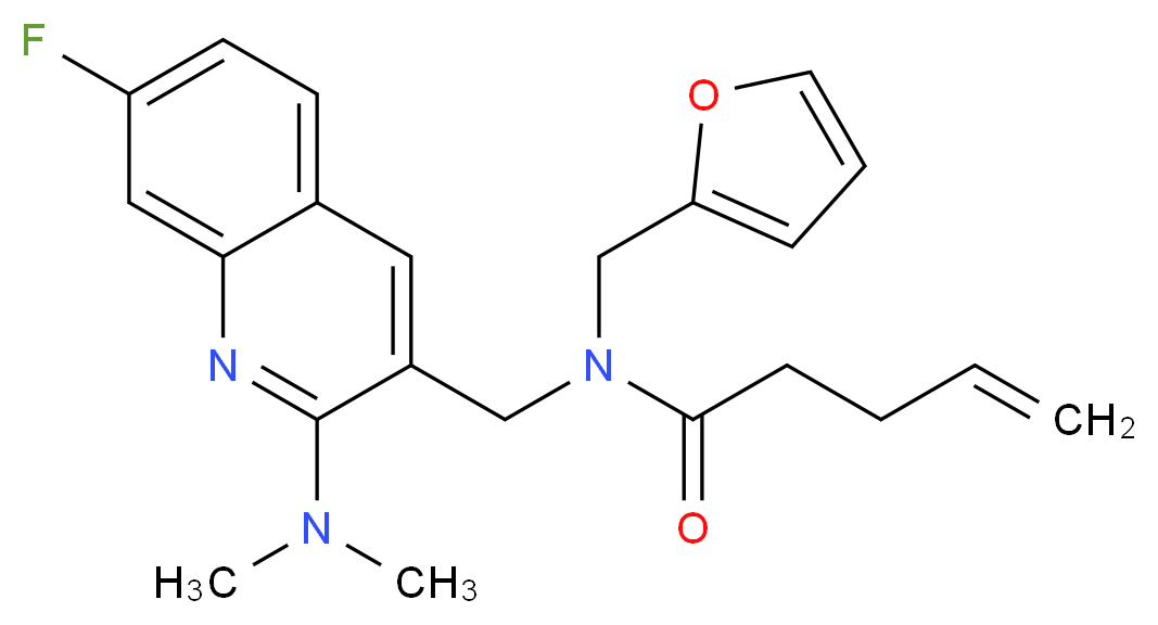 N-{[2-(dimethylamino)-7-fluoro-3-quinolinyl]methyl}-N-(2-furylmethyl)-4-pentenamide_Molecular_structure_CAS_)