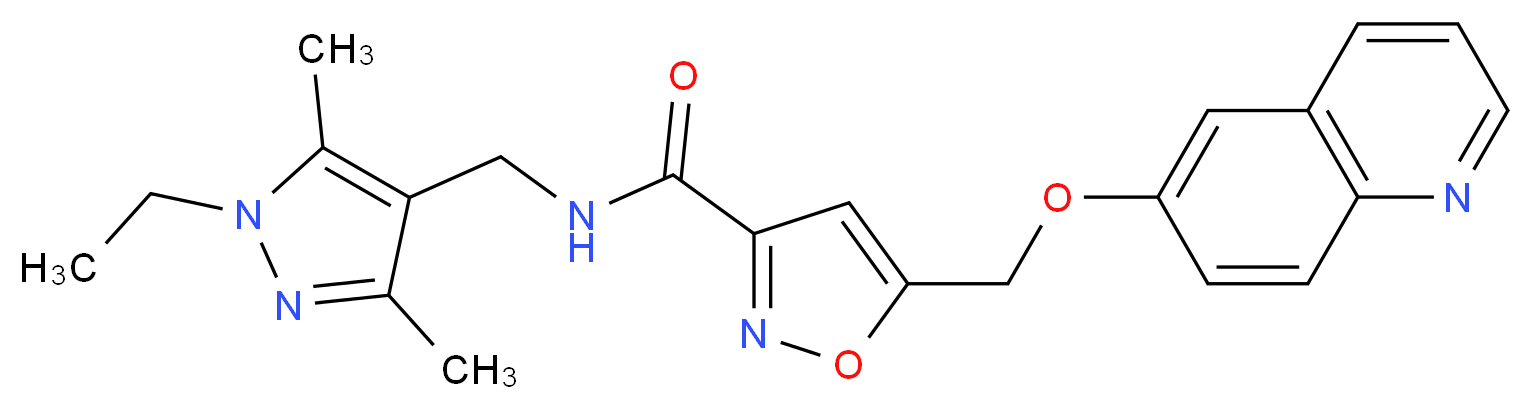 N-[(1-ethyl-3,5-dimethyl-1H-pyrazol-4-yl)methyl]-5-[(6-quinolinyloxy)methyl]-3-isoxazolecarboxamide_Molecular_structure_CAS_)