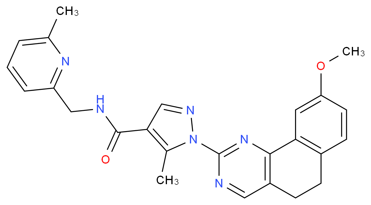 1-(9-methoxy-5,6-dihydrobenzo[h]quinazolin-2-yl)-5-methyl-N-[(6-methyl-2-pyridinyl)methyl]-1H-pyrazole-4-carboxamide_Molecular_structure_CAS_)