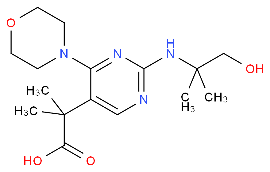 2-{2-[(2-hydroxy-1,1-dimethylethyl)amino]-4-morpholin-4-ylpyrimidin-5-yl}-2-methylpropanoic acid_Molecular_structure_CAS_)