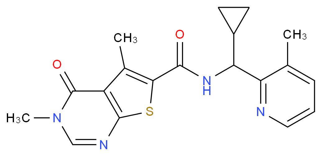 N-[cyclopropyl(3-methylpyridin-2-yl)methyl]-3,5-dimethyl-4-oxo-3,4-dihydrothieno[2,3-d]pyrimidine-6-carboxamide_Molecular_structure_CAS_)