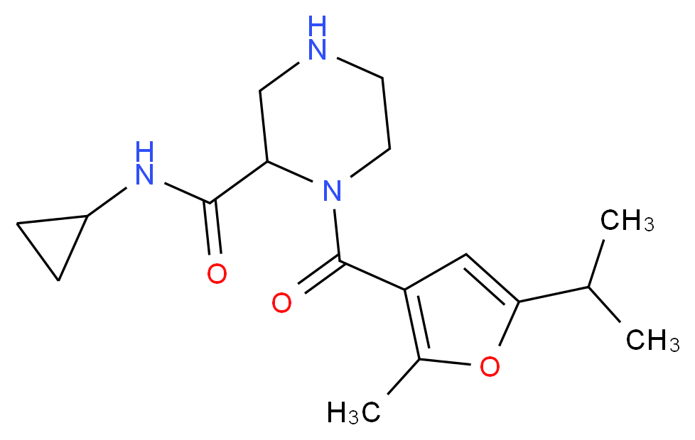 N-cyclopropyl-1-(5-isopropyl-2-methyl-3-furoyl)-2-piperazinecarboxamide_Molecular_structure_CAS_)