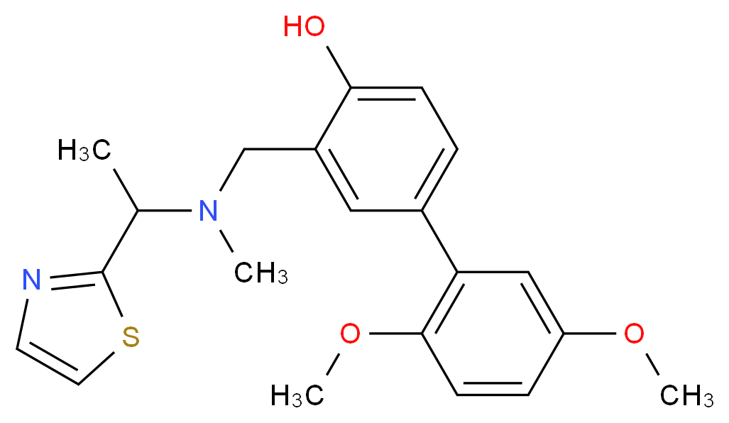 2',5'-dimethoxy-3-({methyl[1-(1,3-thiazol-2-yl)ethyl]amino}methyl)-4-biphenylol_Molecular_structure_CAS_)