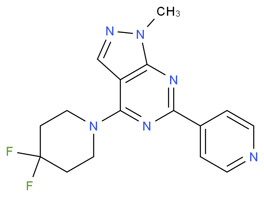 4-(4,4-difluoropiperidin-1-yl)-1-methyl-6-pyridin-4-yl-1H-pyrazolo[3,4-d]pyrimidine_Molecular_structure_CAS_)