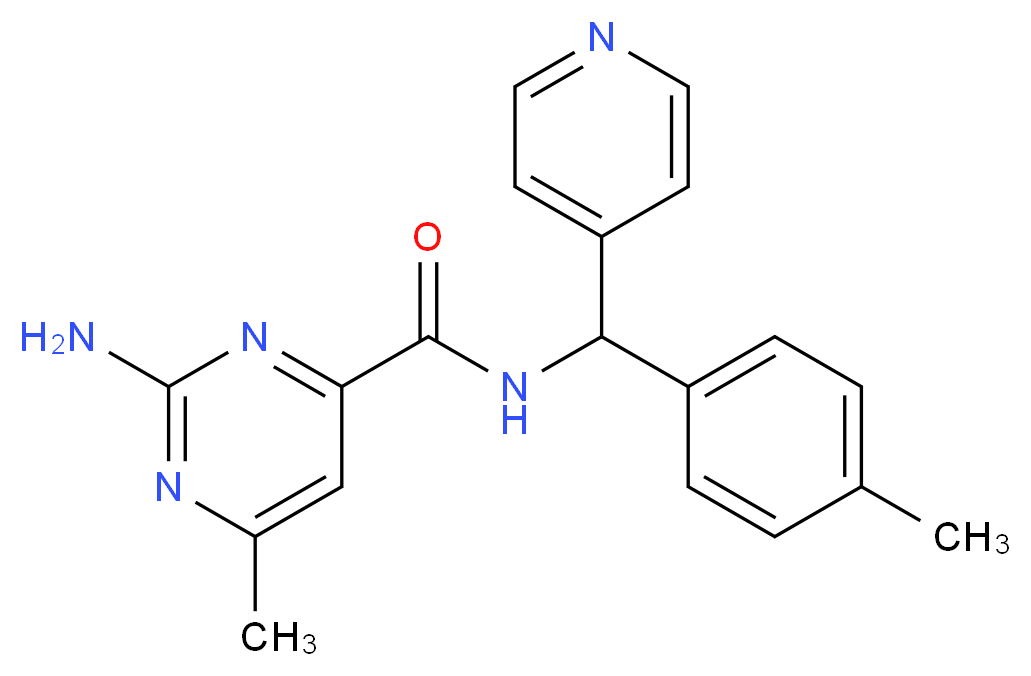2-amino-6-methyl-N-[(4-methylphenyl)(4-pyridinyl)methyl]-4-pyrimidinecarboxamide_Molecular_structure_CAS_)