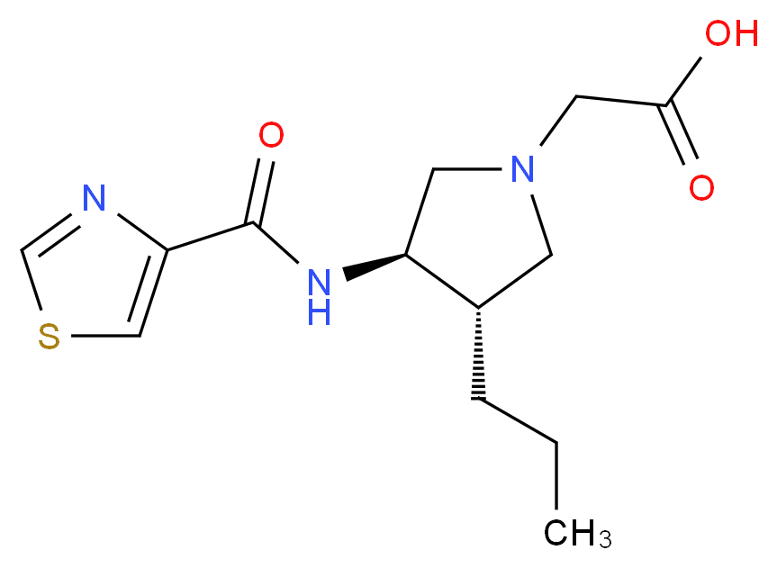{(3S*,4R*)-3-propyl-4-[(1,3-thiazol-4-ylcarbonyl)amino]-1-pyrrolidinyl}acetic acid_Molecular_structure_CAS_)