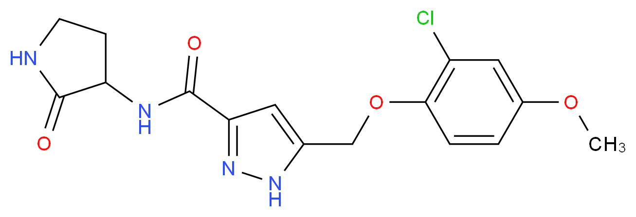 5-[(2-chloro-4-methoxyphenoxy)methyl]-N-(2-oxopyrrolidin-3-yl)-1H-pyrazole-3-carboxamide_Molecular_structure_CAS_)