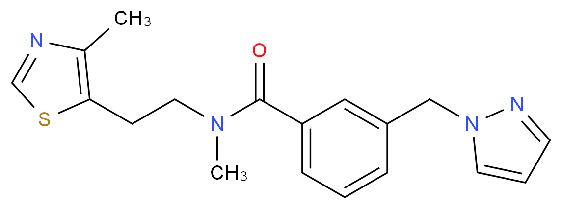 N-methyl-N-[2-(4-methyl-1,3-thiazol-5-yl)ethyl]-3-(1H-pyrazol-1-ylmethyl)benzamide_Molecular_structure_CAS_)