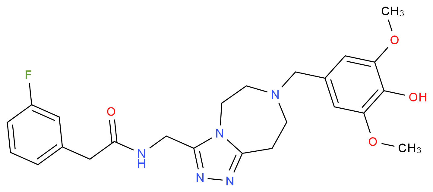 2-(3-fluorophenyl)-N-{[7-(4-hydroxy-3,5-dimethoxybenzyl)-6,7,8,9-tetrahydro-5H-[1,2,4]triazolo[4,3-d][1,4]diazepin-3-yl]methyl}acetamide_Molecular_structure_CAS_)