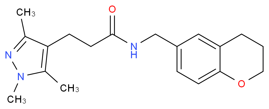 N-(3,4-dihydro-2H-chromen-6-ylmethyl)-3-(1,3,5-trimethyl-1H-pyrazol-4-yl)propanamide_Molecular_structure_CAS_)