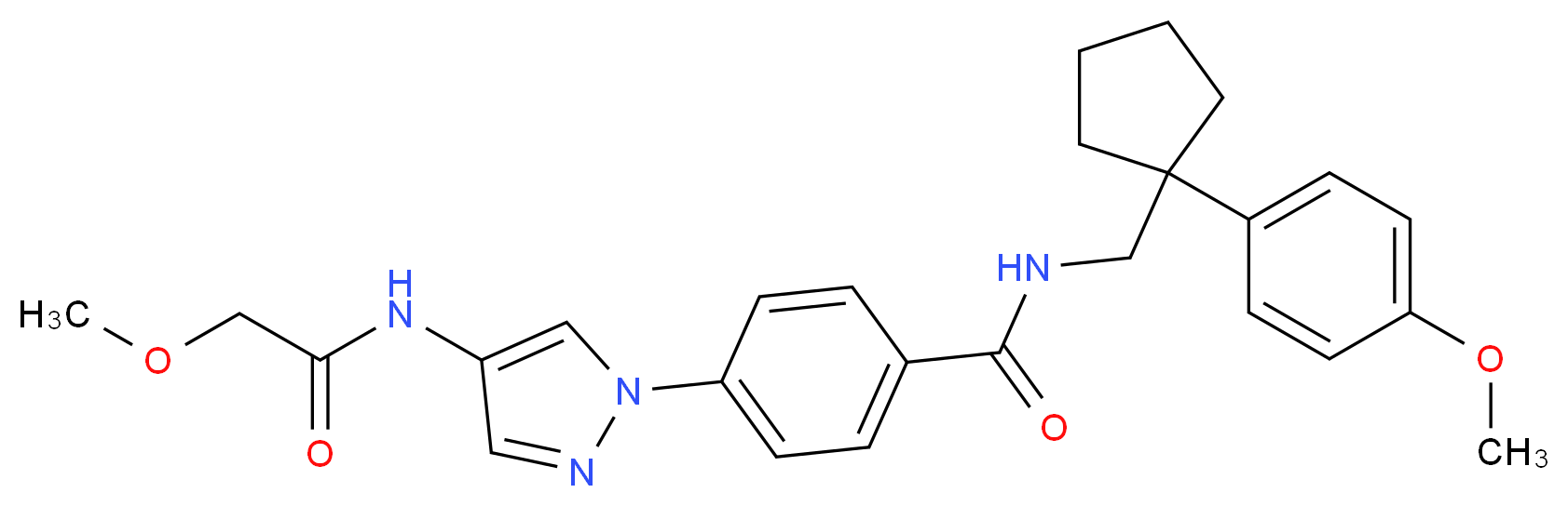 4-{4-[(methoxyacetyl)amino]-1H-pyrazol-1-yl}-N-{[1-(4-methoxyphenyl)cyclopentyl]methyl}benzamide_Molecular_structure_CAS_)