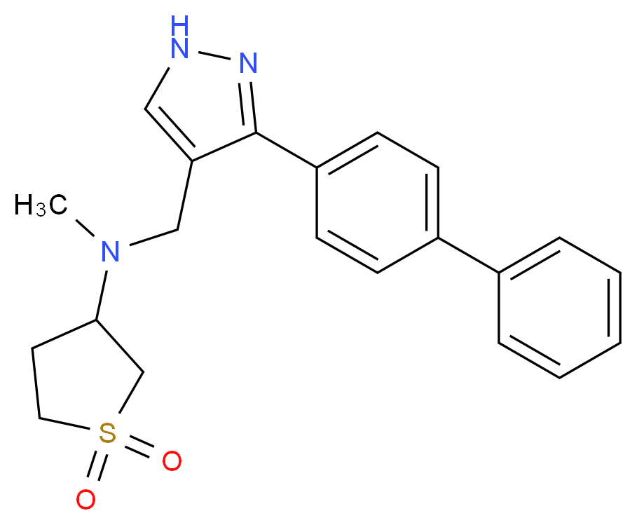 N-{[3-(4-biphenylyl)-1H-pyrazol-4-yl]methyl}-N-methyltetrahydro-3-thiophenamine 1,1-dioxide_Molecular_structure_CAS_)