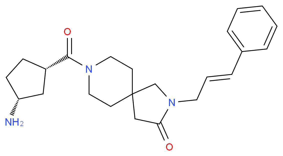 8-{[(1S*,3R*)-3-aminocyclopentyl]carbonyl}-2-[(2E)-3-phenyl-2-propen-1-yl]-2,8-diazaspiro[4.5]decan-3-one_Molecular_structure_CAS_)