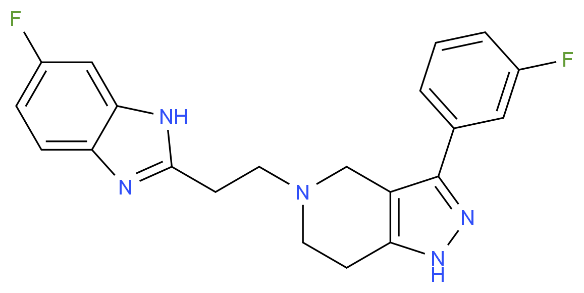 5-[2-(6-fluoro-1H-benzimidazol-2-yl)ethyl]-3-(3-fluorophenyl)-4,5,6,7-tetrahydro-1H-pyrazolo[4,3-c]pyridine_Molecular_structure_CAS_)
