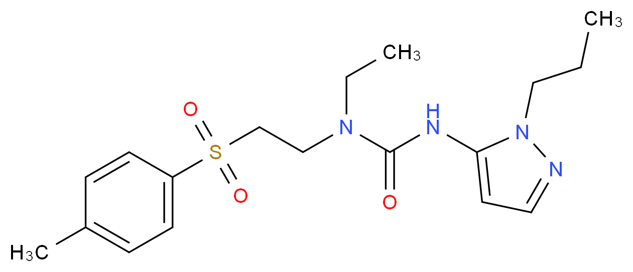 N-ethyl-N-{2-[(4-methylphenyl)sulfonyl]ethyl}-N'-(1-propyl-1H-pyrazol-5-yl)urea_Molecular_structure_CAS_)
