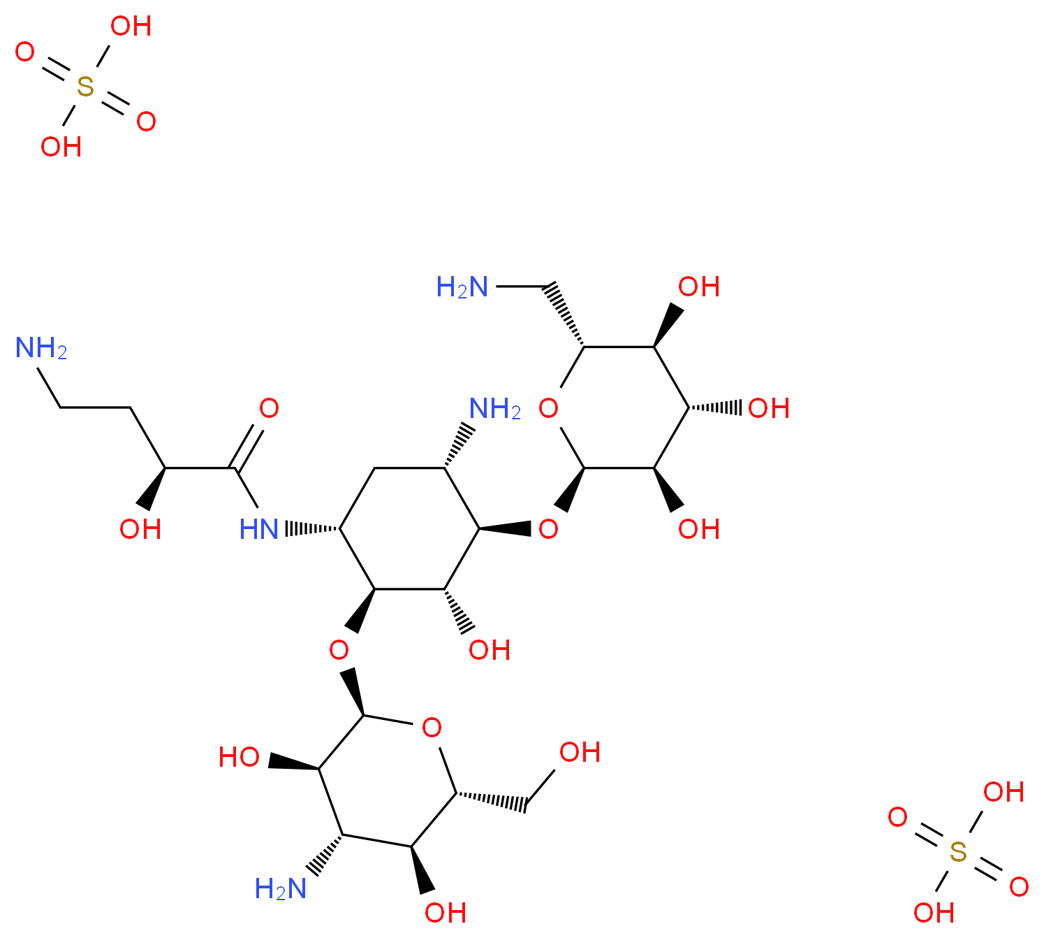 Amikacin disulfate salt_Molecular_structure_CAS_39831-55-5)