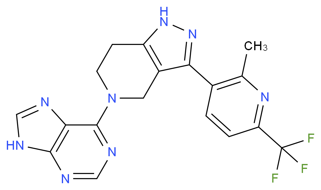 6-{3-[2-methyl-6-(trifluoromethyl)pyridin-3-yl]-1,4,6,7-tetrahydro-5H-pyrazolo[4,3-c]pyridin-5-yl}-9H-purine_Molecular_structure_CAS_)