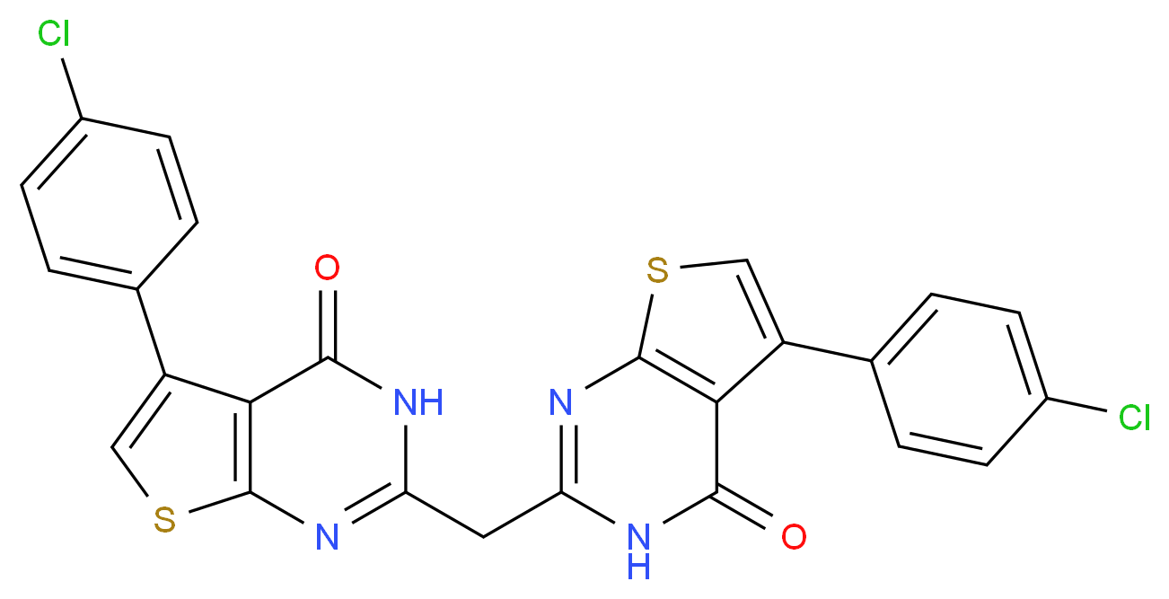 5-(4-chlorophenyl)-2-{[5-(4-chlorophenyl)-4-oxo-3,4-dihydrothieno[2,3-d]pyrimidin-2-yl]methyl}thieno[2,3-d]pyrimidin-4(3H)-one_Molecular_structure_CAS_)
