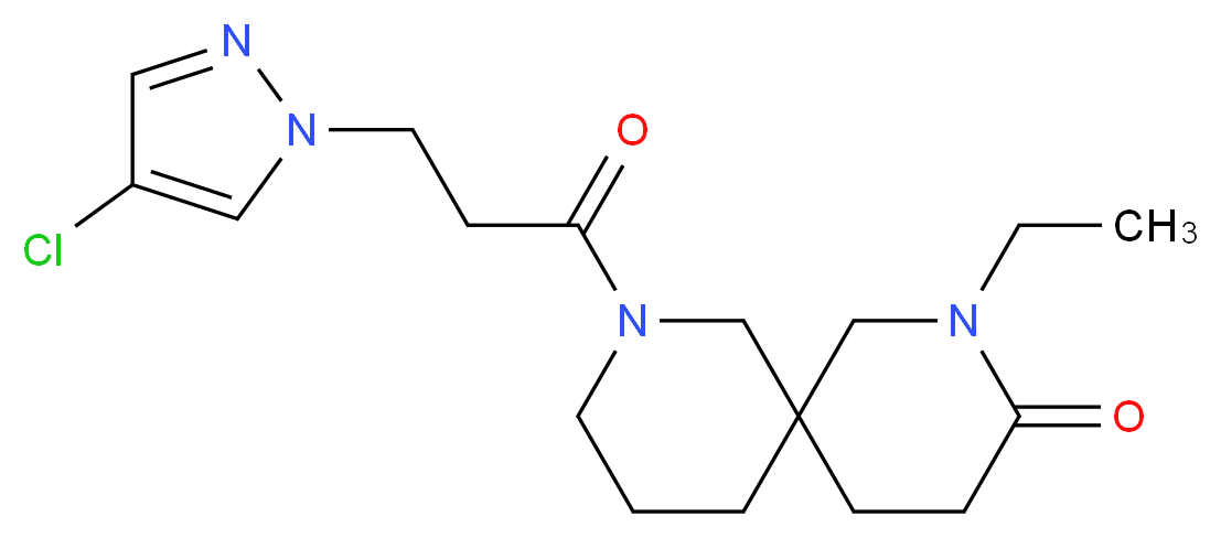 8-[3-(4-chloro-1H-pyrazol-1-yl)propanoyl]-2-ethyl-2,8-diazaspiro[5.5]undecan-3-one_Molecular_structure_CAS_)