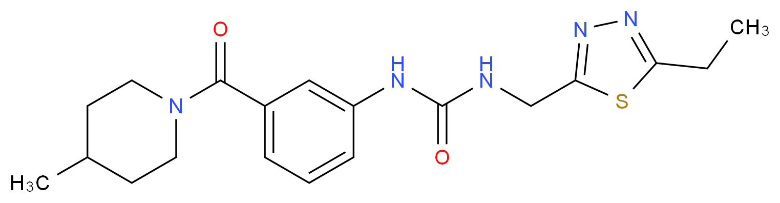 N-[(5-ethyl-1,3,4-thiadiazol-2-yl)methyl]-N'-{3-[(4-methylpiperidin-1-yl)carbonyl]phenyl}urea_Molecular_structure_CAS_)