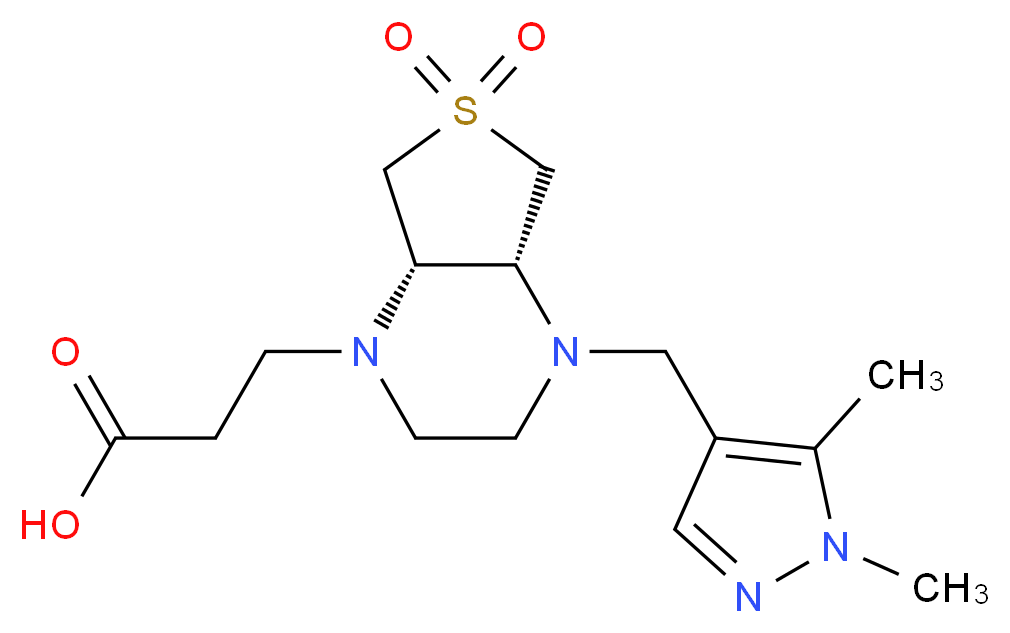 3-[(4aR*,7aS*)-4-[(1,5-dimethyl-1H-pyrazol-4-yl)methyl]-6,6-dioxidohexahydrothieno[3,4-b]pyrazin-1(2H)-yl]propanoic acid_Molecular_structure_CAS_)