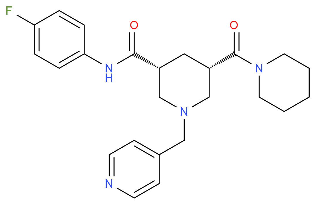 (3R,5S)-N-(4-fluorophenyl)-5-(1-piperidinylcarbonyl)-1-(4-pyridinylmethyl)-3-piperidinecarboxamide_Molecular_structure_CAS_)