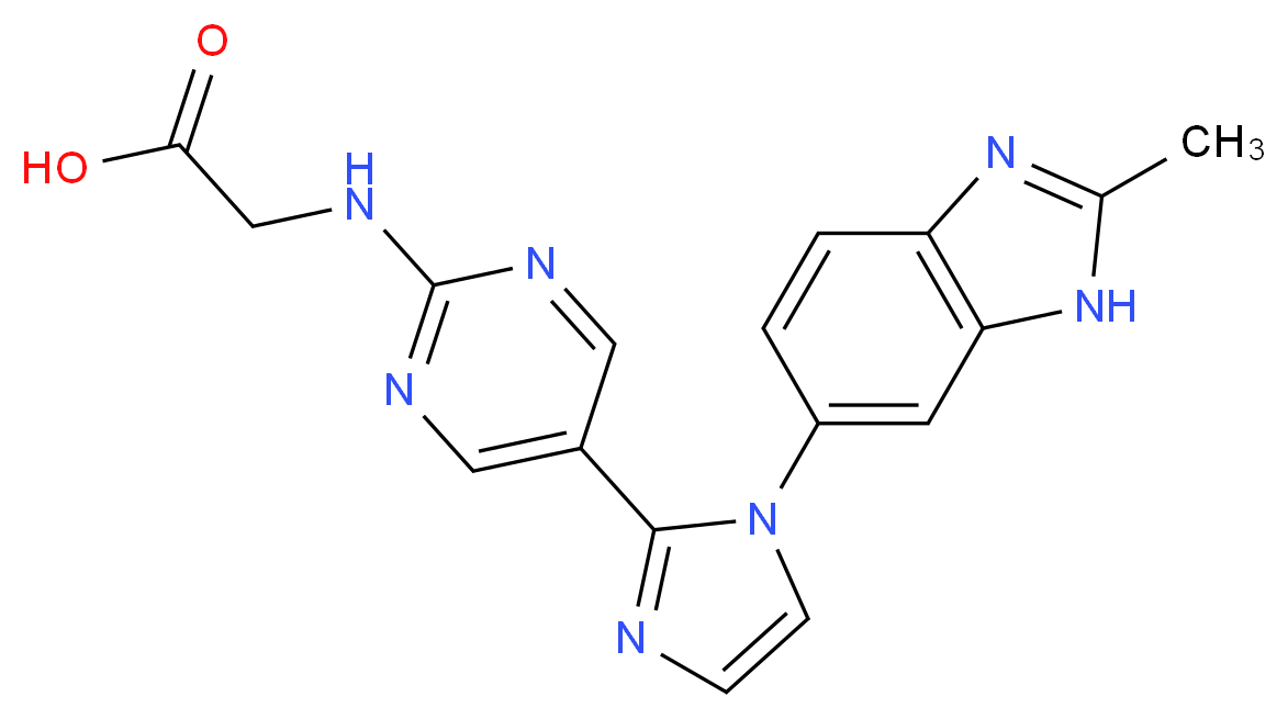 ({5-[1-(2-methyl-1H-benzimidazol-6-yl)-1H-imidazol-2-yl]pyrimidin-2-yl}amino)acetic acid_Molecular_structure_CAS_)
