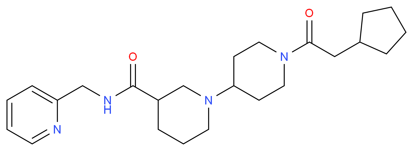 1'-(cyclopentylacetyl)-N-(pyridin-2-ylmethyl)-1,4'-bipiperidine-3-carboxamide_Molecular_structure_CAS_)