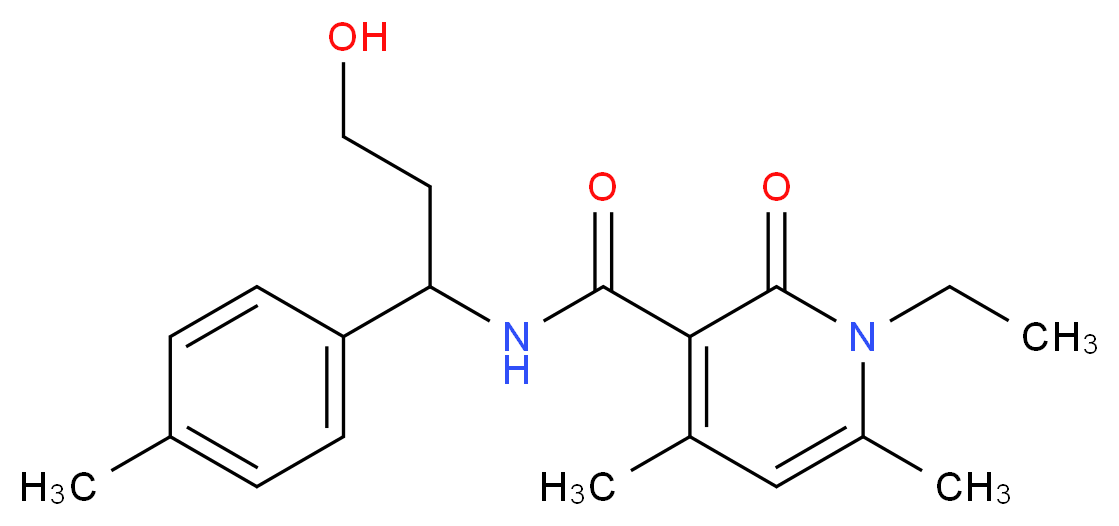 1-ethyl-N-[3-hydroxy-1-(4-methylphenyl)propyl]-4,6-dimethyl-2-oxo-1,2-dihydropyridine-3-carboxamide_Molecular_structure_CAS_)