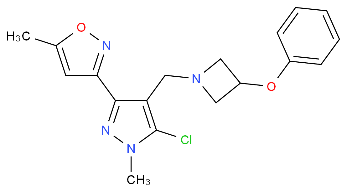 3-{5-chloro-1-methyl-4-[(3-phenoxyazetidin-1-yl)methyl]-1H-pyrazol-3-yl}-5-methylisoxazole_Molecular_structure_CAS_)