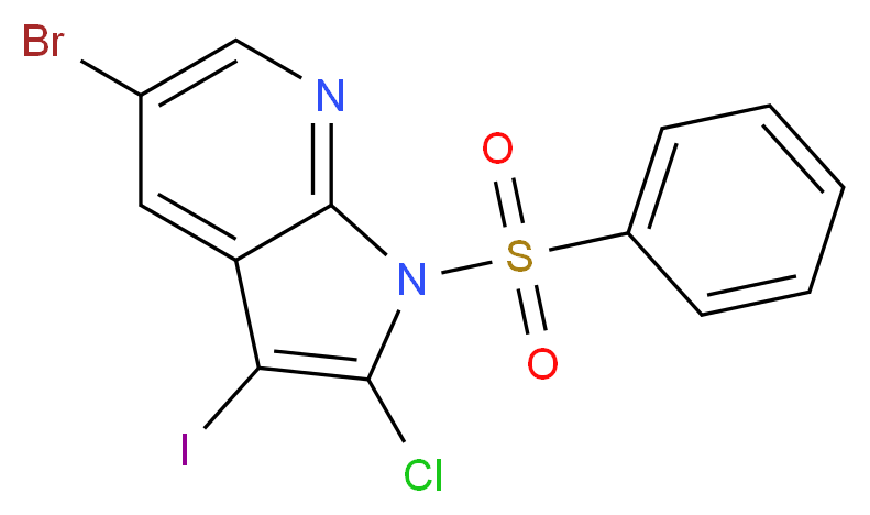 5-Bromo-2-chloro-3-iodo-1-(phenylsulfonyl)-1H-pyrrolo[2,3-b]pyridine_Molecular_structure_CAS_)