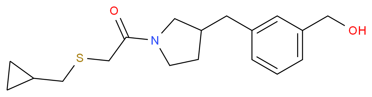 {3-[(1-{[(cyclopropylmethyl)thio]acetyl}pyrrolidin-3-yl)methyl]phenyl}methanol_Molecular_structure_CAS_)