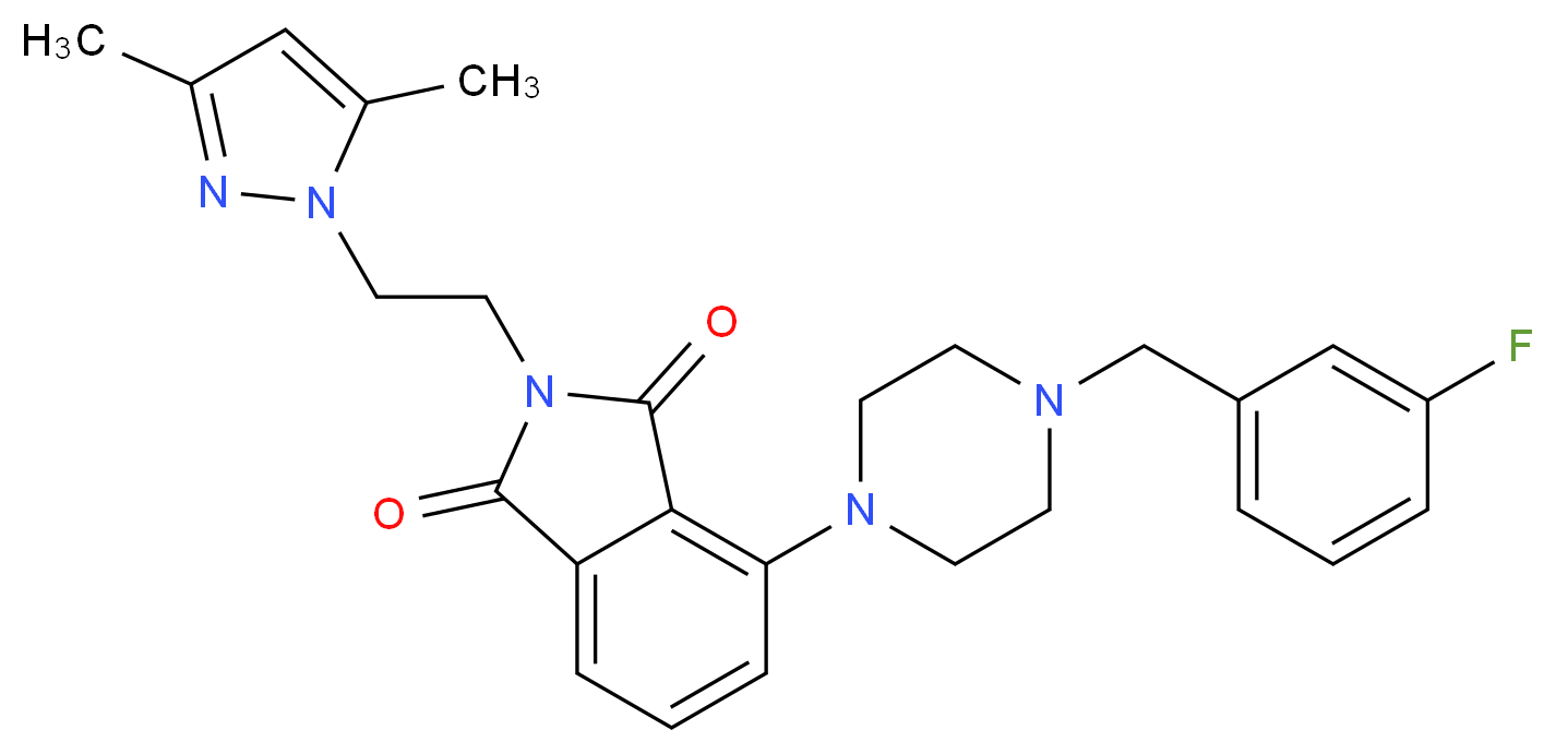 2-[2-(3,5-dimethyl-1H-pyrazol-1-yl)ethyl]-4-[4-(3-fluorobenzyl)-1-piperazinyl]-1H-isoindole-1,3(2H)-dione_Molecular_structure_CAS_)