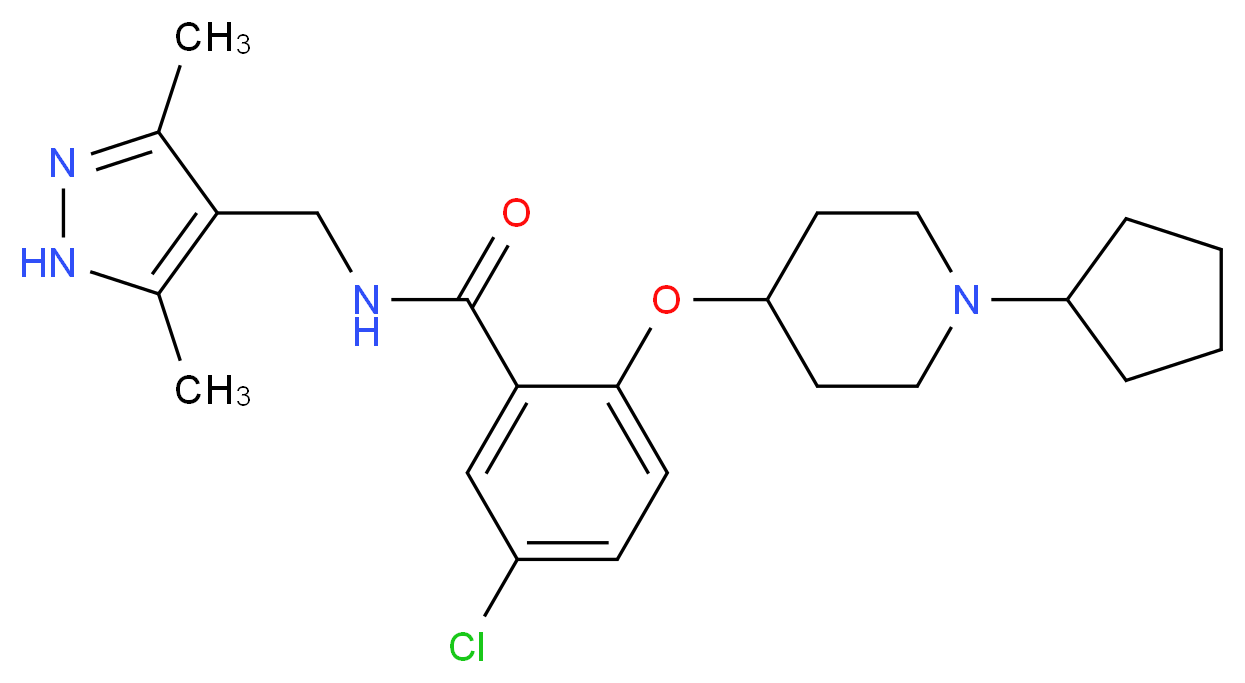 5-chloro-2-[(1-cyclopentyl-4-piperidinyl)oxy]-N-[(3,5-dimethyl-1H-pyrazol-4-yl)methyl]benzamide_Molecular_structure_CAS_)