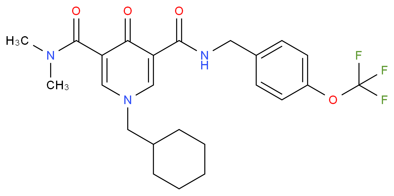 1-(cyclohexylmethyl)-N,N-dimethyl-4-oxo-N'-[4-(trifluoromethoxy)benzyl]-1,4-dihydro-3,5-pyridinedicarboxamide_Molecular_structure_CAS_)