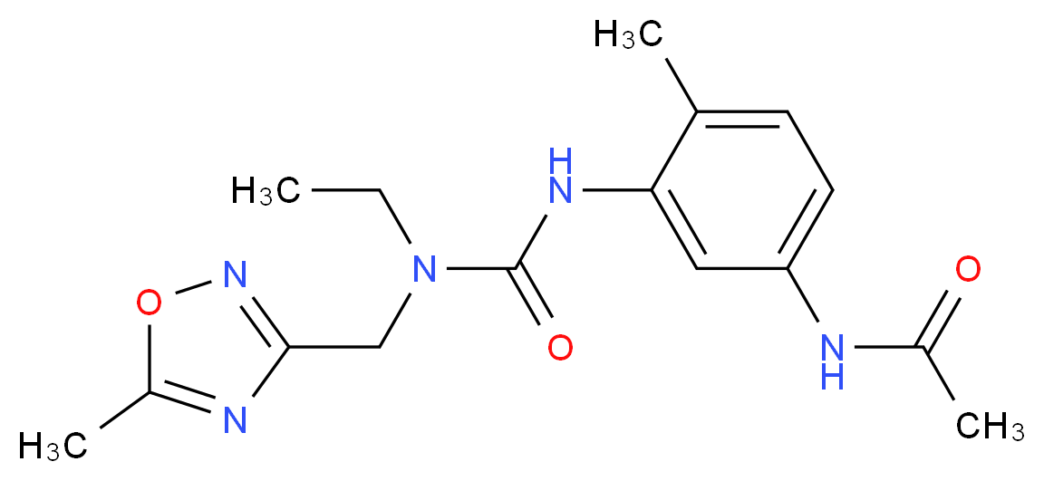 N-{3-[({ethyl[(5-methyl-1,2,4-oxadiazol-3-yl)methyl]amino}carbonyl)amino]-4-methylphenyl}acetamide_Molecular_structure_CAS_)