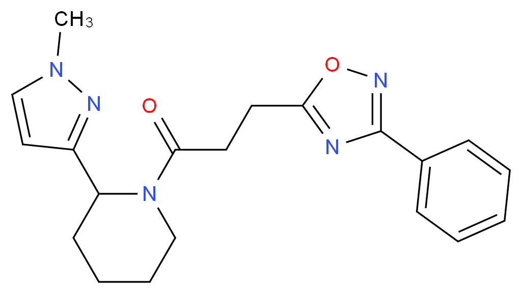 2-(1-methyl-1H-pyrazol-3-yl)-1-[3-(3-phenyl-1,2,4-oxadiazol-5-yl)propanoyl]piperidine_Molecular_structure_CAS_)