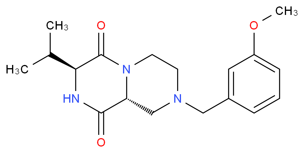 (3S,9aR)-3-isopropyl-8-(3-methoxybenzyl)tetrahydro-2H-pyrazino[1,2-a]pyrazine-1,4(3H,6H)-dione_Molecular_structure_CAS_)
