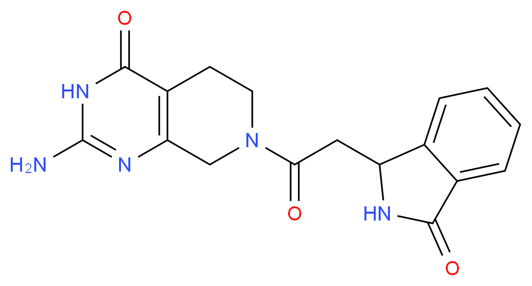 2-amino-7-[(3-oxo-2,3-dihydro-1H-isoindol-1-yl)acetyl]-5,6,7,8-tetrahydropyrido[3,4-d]pyrimidin-4(3H)-one_Molecular_structure_CAS_)