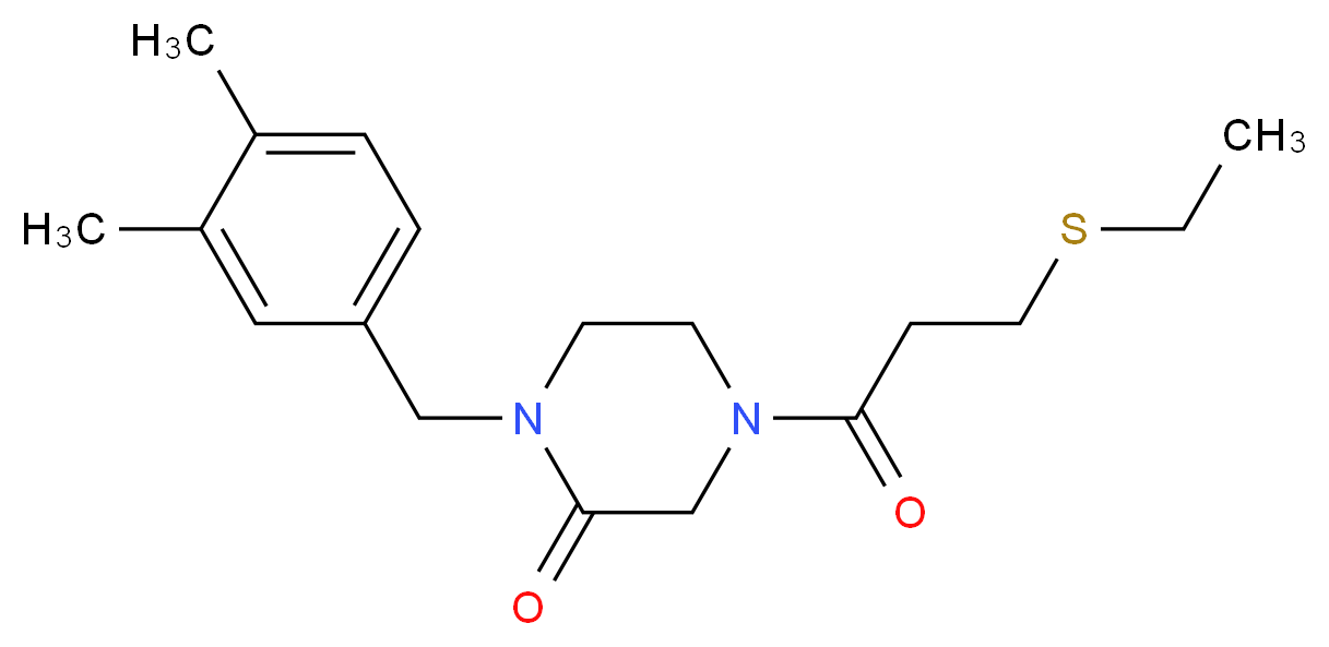 1-(3,4-dimethylbenzyl)-4-[3-(ethylthio)propanoyl]-2-piperazinone_Molecular_structure_CAS_)