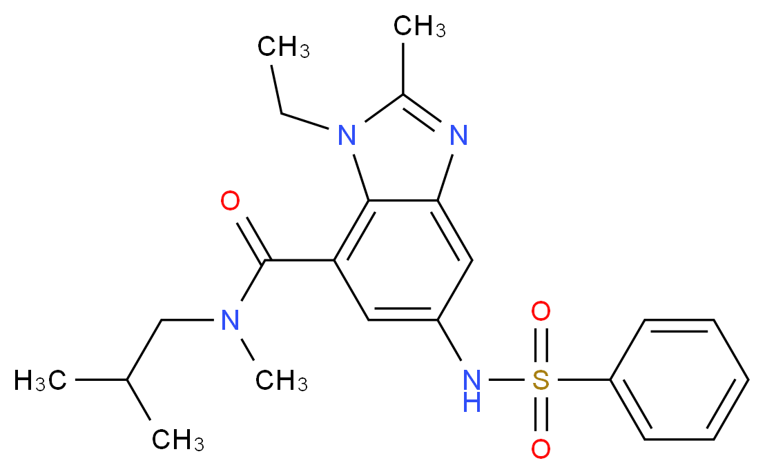 1-ethyl-N-isobutyl-N,2-dimethyl-5-[(phenylsulfonyl)amino]-1H-benzimidazole-7-carboxamide_Molecular_structure_CAS_)