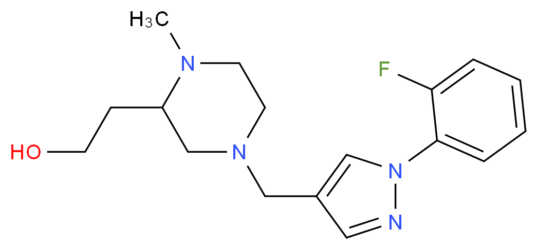 2-(4-{[1-(2-fluorophenyl)-1H-pyrazol-4-yl]methyl}-1-methyl-2-piperazinyl)ethanol_Molecular_structure_CAS_)