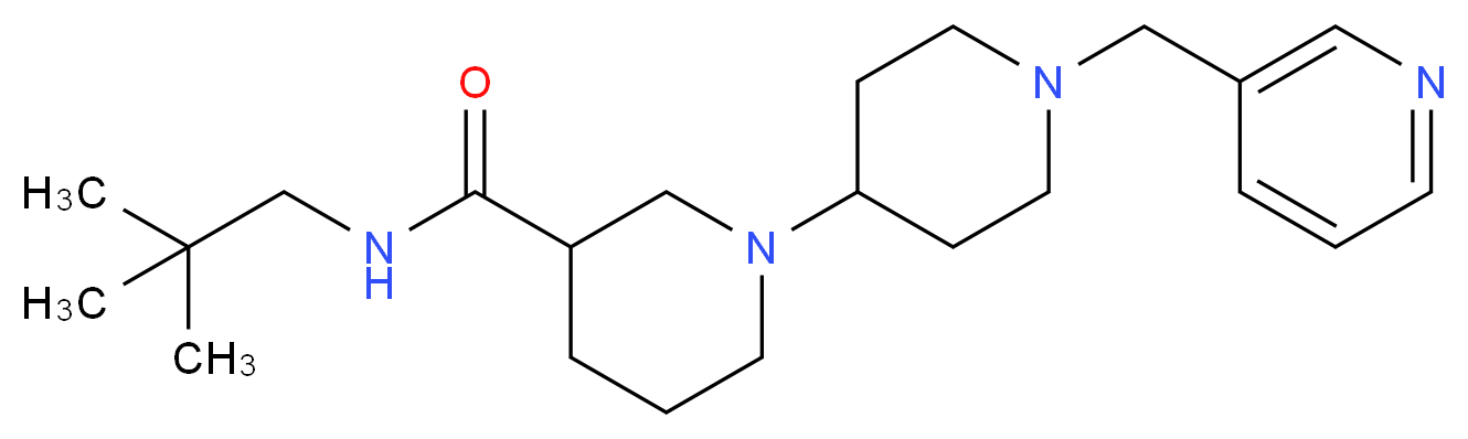 N-(2,2-dimethylpropyl)-1'-(pyridin-3-ylmethyl)-1,4'-bipiperidine-3-carboxamide_Molecular_structure_CAS_)
