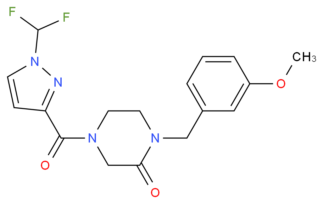 4-{[1-(difluoromethyl)-1H-pyrazol-3-yl]carbonyl}-1-(3-methoxybenzyl)-2-piperazinone_Molecular_structure_CAS_)