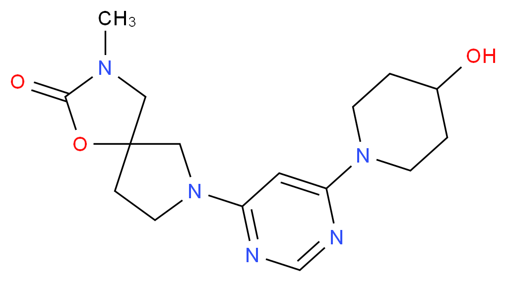7-[6-(4-hydroxy-1-piperidinyl)-4-pyrimidinyl]-3-methyl-1-oxa-3,7-diazaspiro[4.4]nonan-2-one_Molecular_structure_CAS_)