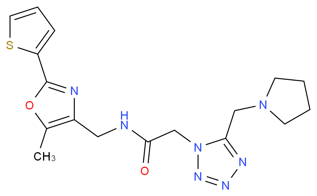 N-{[5-methyl-2-(2-thienyl)-1,3-oxazol-4-yl]methyl}-2-[5-(1-pyrrolidinylmethyl)-1H-tetrazol-1-yl]acetamide_Molecular_structure_CAS_)