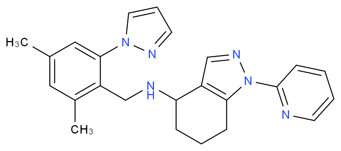 N-[2,4-dimethyl-6-(1H-pyrazol-1-yl)benzyl]-1-(2-pyridinyl)-4,5,6,7-tetrahydro-1H-indazol-4-amine_Molecular_structure_CAS_)