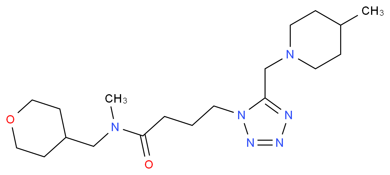 N-methyl-4-{5-[(4-methyl-1-piperidinyl)methyl]-1H-tetrazol-1-yl}-N-(tetrahydro-2H-pyran-4-ylmethyl)butanamide_Molecular_structure_CAS_)